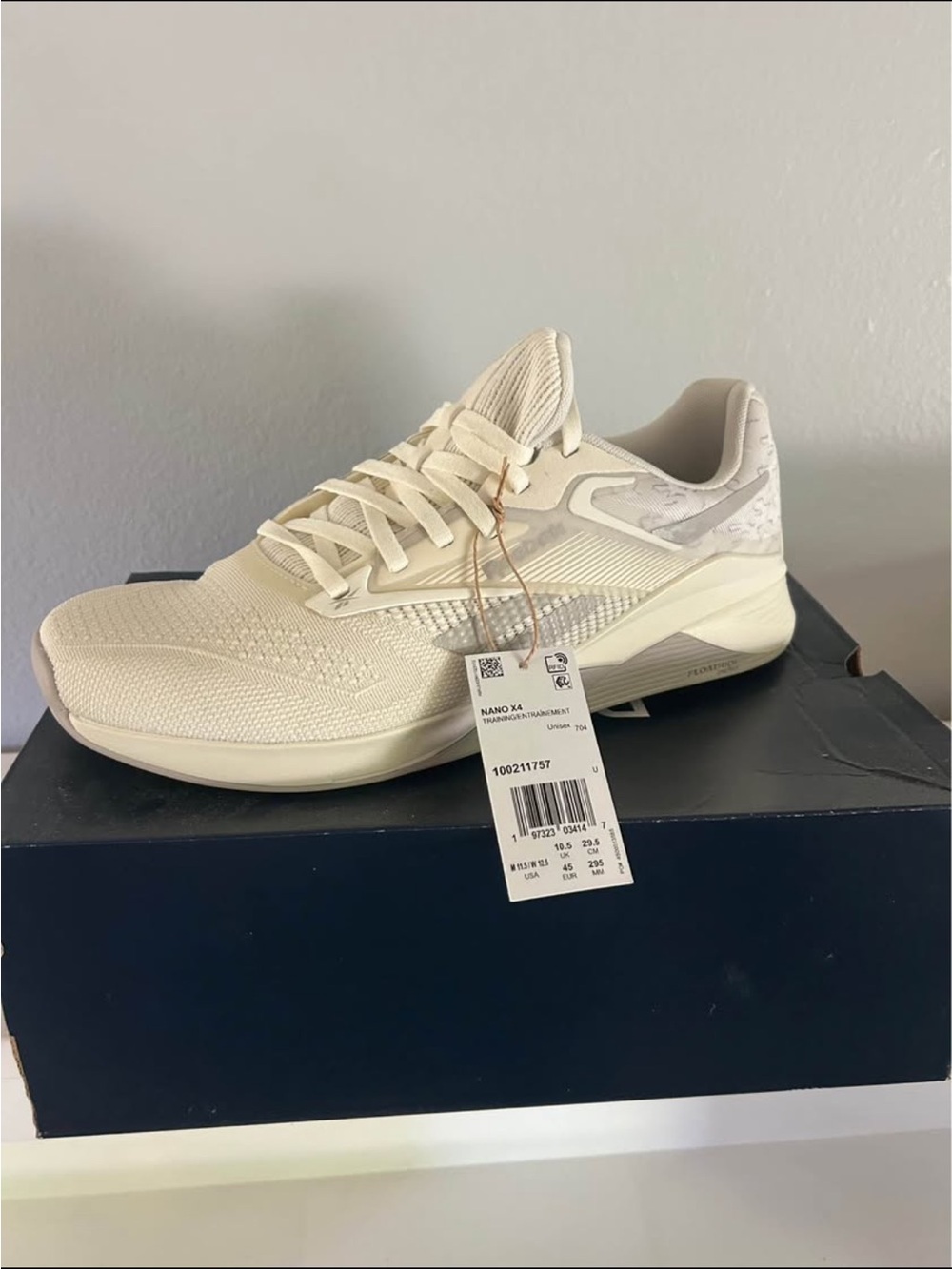 Reebok Nano x4 Training Shoes in chalk/grey/beige, men’s size 11.5
